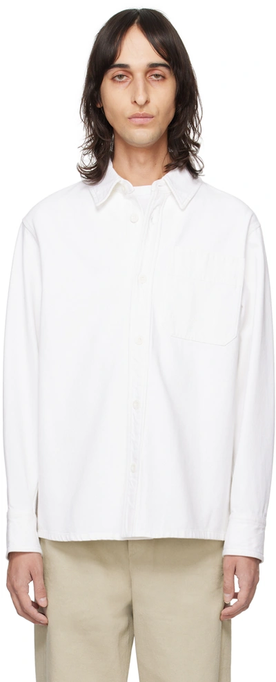 Apc White Basile Brodée Poitrine Denim Shirt In Aab White