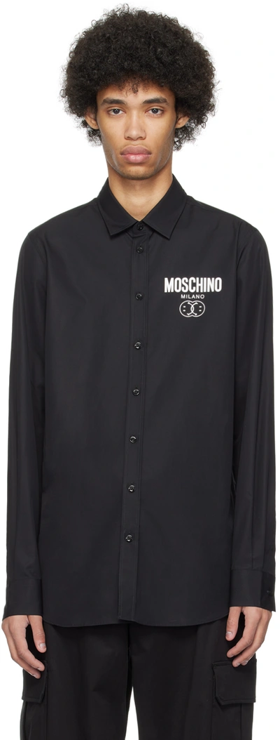Moschino Black Double Smiley Shirt In A1555 Fantasy Print