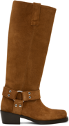 Paris Texas Waxed Suede Mid-calf Boots With Squared Toe In Rhum