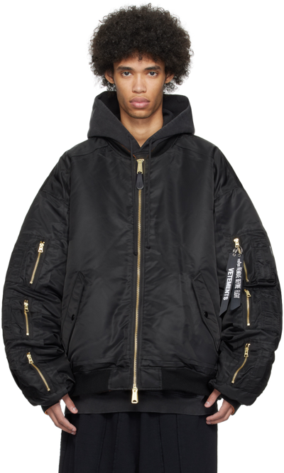 Vetements Black & Orange Alpha Industries Edition Reversible Bomber Jacket In Black / Orange