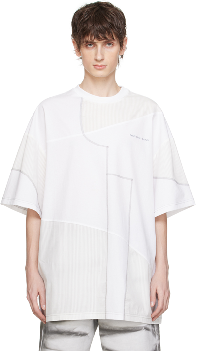 Feng Chen Wang Panelled Cotton T-shirt In White
