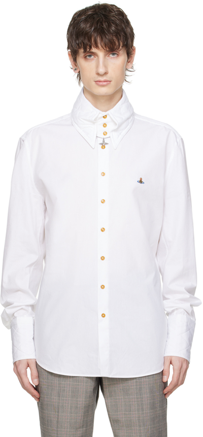 Vivienne Westwood White Big Collar Shirt In 233-w009q-n401bs