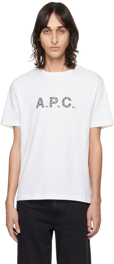 A.p.c. White James T-shirt In Blanc/noir