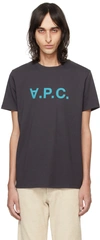 Apc A.p.c. Flocked Vpc Logo T-shirt In Lad Anthracite