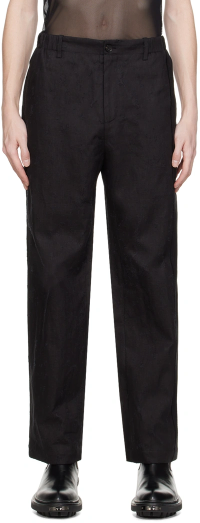 Feng Chen Wang Black Raw Edge Trousers