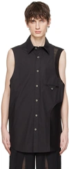 FENG CHEN WANG BLACK SLEEVELESS SHIRT