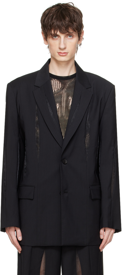 Feng Chen Wang Black Paneled Blazer