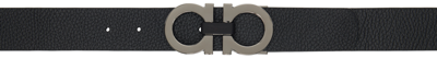 Ferragamo Black & Brown Gancini Reversible Belt In Nero Hickory