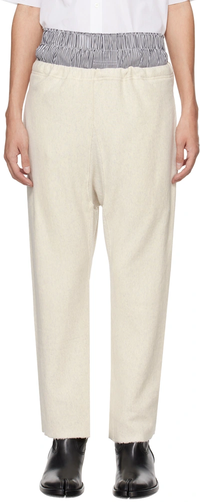 Maison Margiela Off-white Raw Edge Sweatpants In 105m Ecru