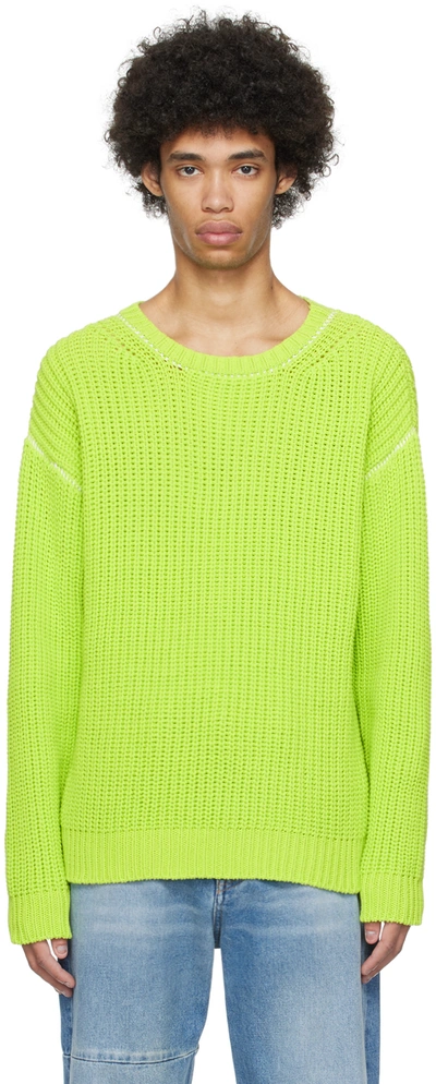 Mm6 Maison Margiela Green Crewneck Jumper In 678 Neon Green