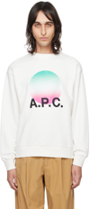 Apc White Crewneck Sweatshirt With Logo And Faded Circle Print For Men In Aab White