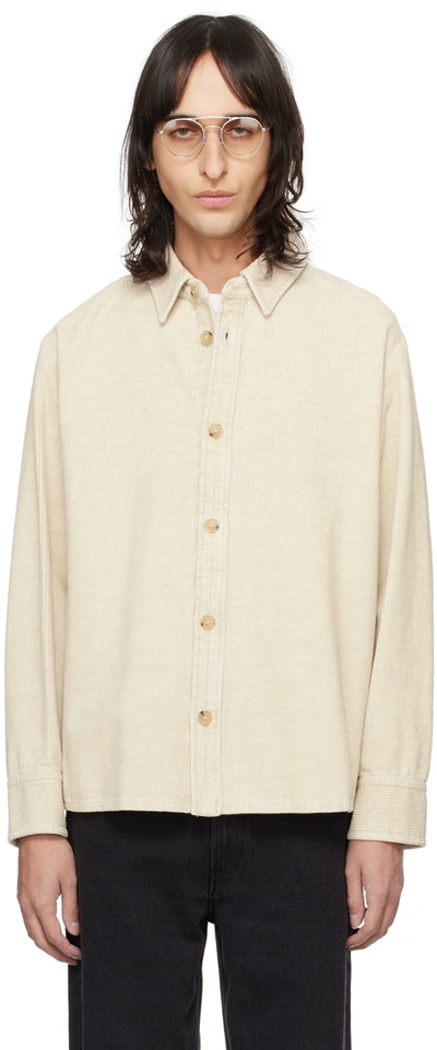 Apc Long-sleeve Cotton Shirt With Classic Collar In White