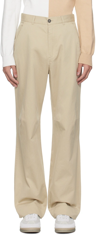 Mm6 Maison Margiela Beige Straight-leg Trousers In 113 Beige