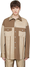 FENG CHEN WANG BROWN & BEIGE PANELED JACKET