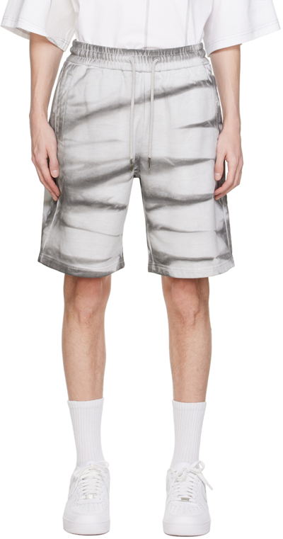 Feng Chen Wang Grey Tie-dye Shorts In Grey/white