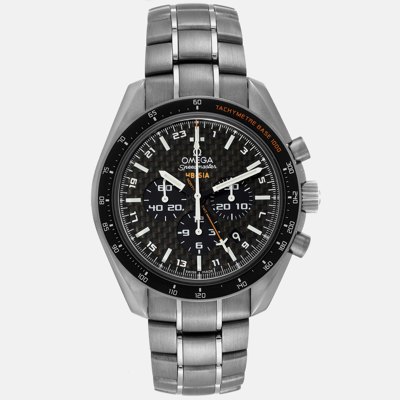 Pre-owned Omega Black Titanium Speedmaster 321.90.44.52.01.001 Automatic Men's Wristwatch 44 Mm