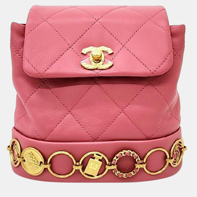 Pre-owned Chanel Leather Pink Small Backpack