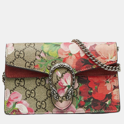 Pre-owned Gucci Multicolor Gg Canvas Super Mini Gg Supreme Blooms Dionysus Bag