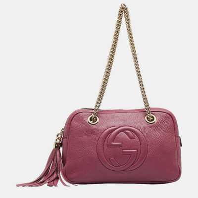 Pre-owned Gucci Purple Leather Soho Chain Shoulder Bag