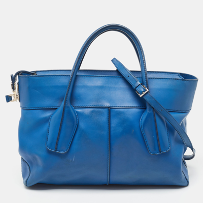 Pre-owned Tod's Blue Leather D-cube Tote