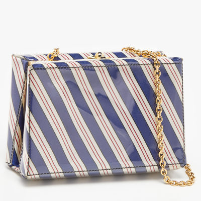 Pre-owned Moschino Multicolor Stripe Pvc Frame Chain Clutch