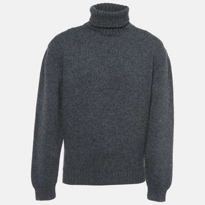 Pre-owned Prada Charcoal Grey Wool Turtleneck Sweater M