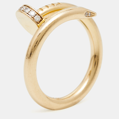 Pre-owned Cartier Juste Un Clou Diamond 18k Yellow Gold Ring Size 51