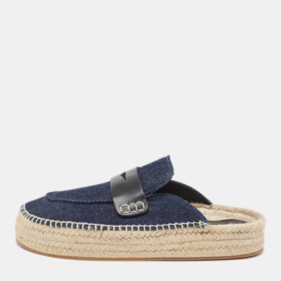 Pre-owned Jw Anderson Navy Blue Denim Espadrille Flat Mules Size 42