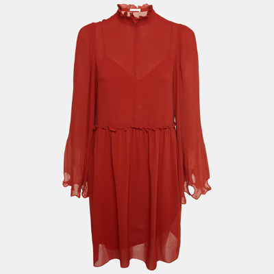 Pre-owned See By Chloé Earthy Red Georgette Bell Sleeve Mini Dress S