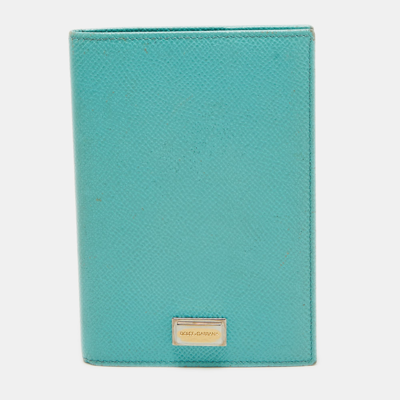 Pre-owned Dolce & Gabbana Turquoise Leather Passport Holder In Green