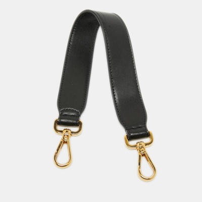 Pre-owned Fendi Black Leather Mini Bag Strap
