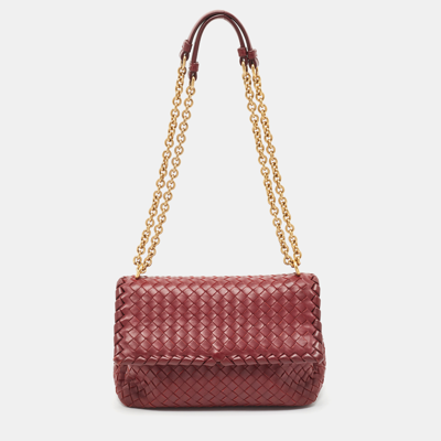 Pre-owned Bottega Veneta Red Intrecciato Leather Small Olimpia Shoulder Bag