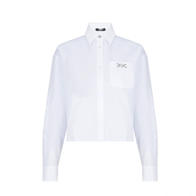 Versace Baroque Cotton Shirt In White