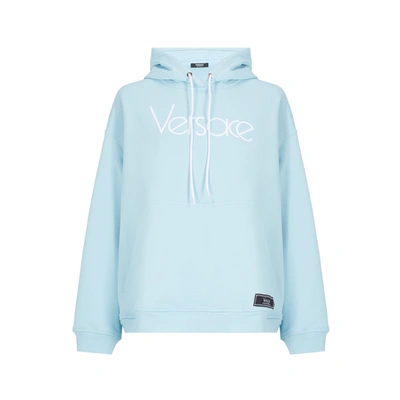 Versace Cotton Hoodie In Blue