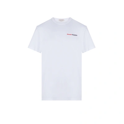 Alexander Mcqueen Logo-print Cotton T-shirt In Optical White