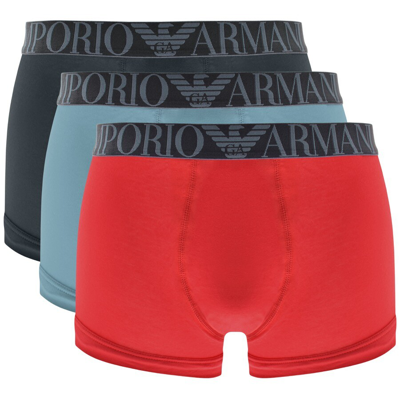 Armani Collezioni Emporio Armani Underwear Three Pack Trunks In Blue