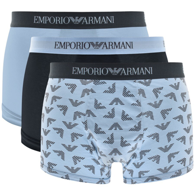 Armani Collezioni Emporio Armani Underwear Three Pack Trunks In Blue