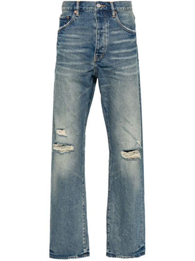 Purple Brand Blue Distressed Straight Leg Jeans