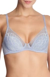 Natori Flora Underwire Contour Bra In Blue Mist/ Ivory