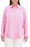 Foxcroft Taylor Long Sleeve Stretch Button-up Shirt In Bubblegum