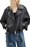 Allsaints Dayle Oversized Leather Biker Jacket In Black