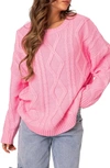Edikted Women's Kennedy Oversized Cable Knit Sweater In Pink