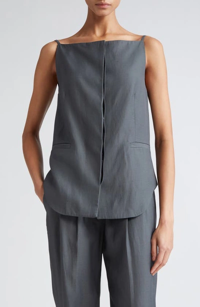 Loulou Studio Mihant Tailored Sleeveless Top In Fjord Grey