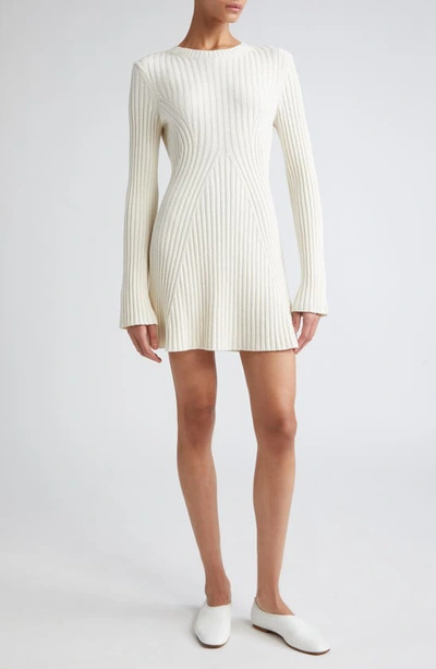 Loulou Studio Amaalia Ribbed Knit Mini Dress In Rice Ivory