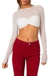 Edikted Women's Night Out Sheer Crop Top In White