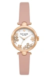 KATE SPADE KATE SPADE NEW YORK HOLLAND ROSE LEATHER STRAP WATCH, 28MM