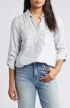 BEACHLUNCHLOUNGE KAIA STRIPE LONG SLEEVE BUTTON-UP SHIRT