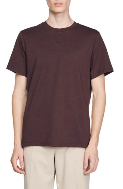 Sandro Short Sleeve Crewneck Tee In Black/ Brown