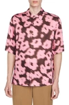 Sandro Oversized Printed Short Sleeve Button Front Shirt In Roses