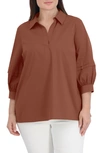 Foxcroft Frankie Stretch Popover Shirt In Macchiato